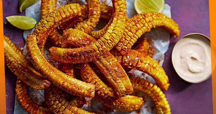 Corn Ribs With Spicy Yogurt Dip